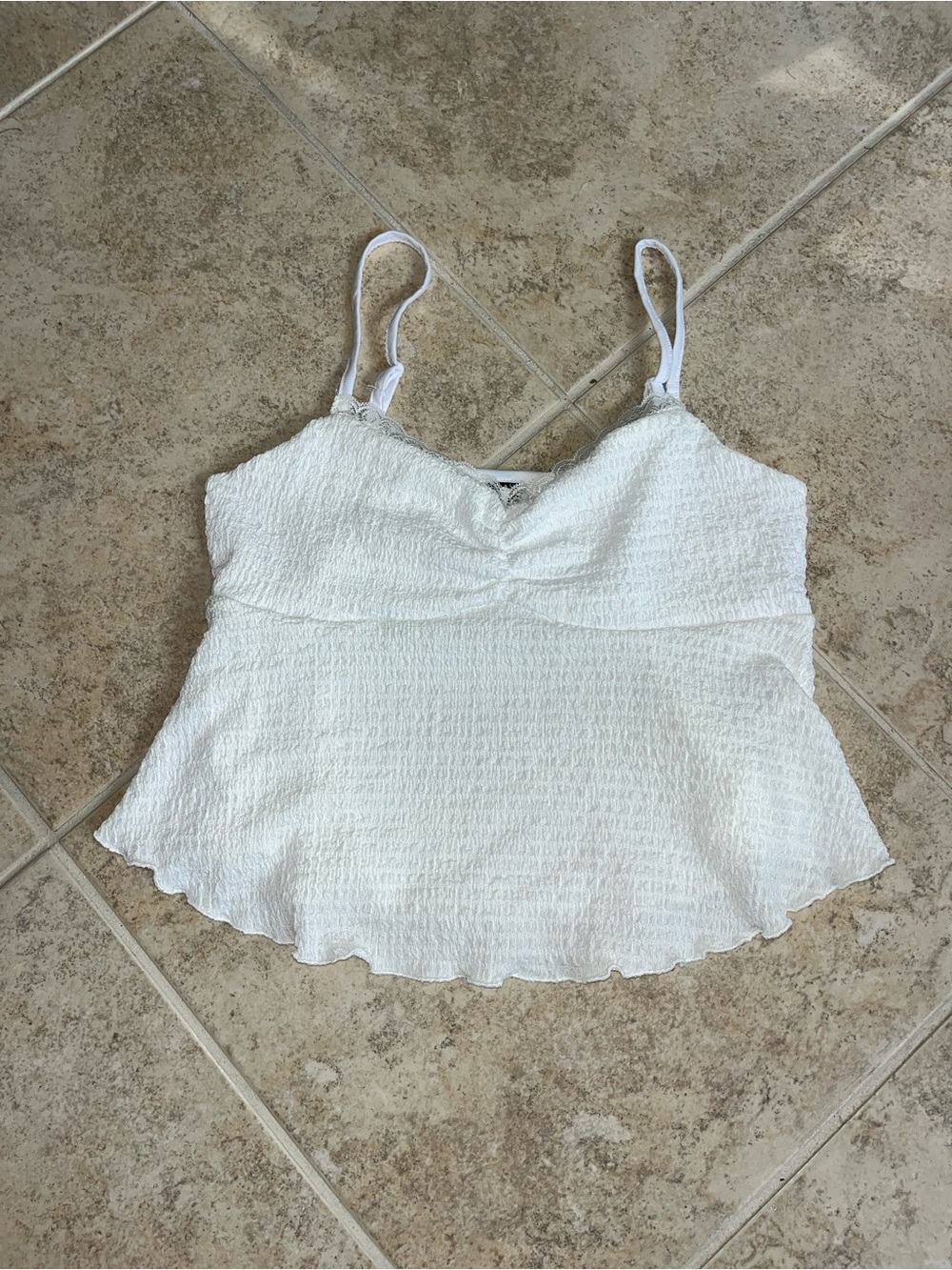 SHEIN White Textured Peplum Cami Top